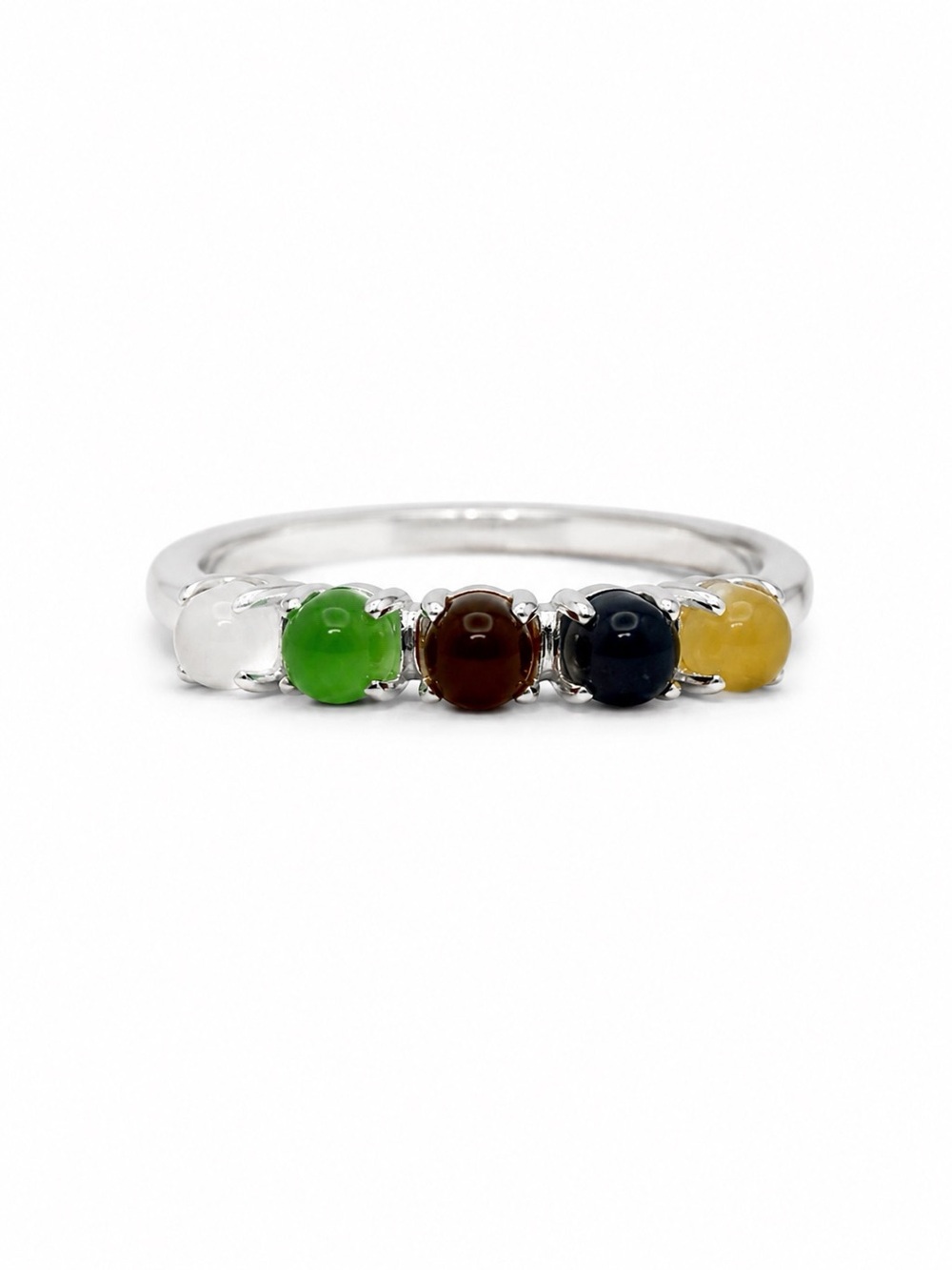 #R41 Mixed Jadeite Half Eternity Ring